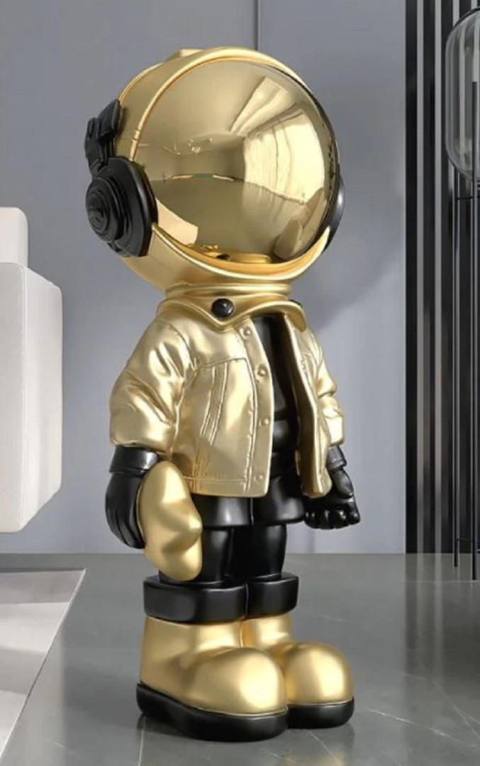 Casa Padrino Luxus Designer Deko Skulptur Astronaut Gold / Schwarz  x H