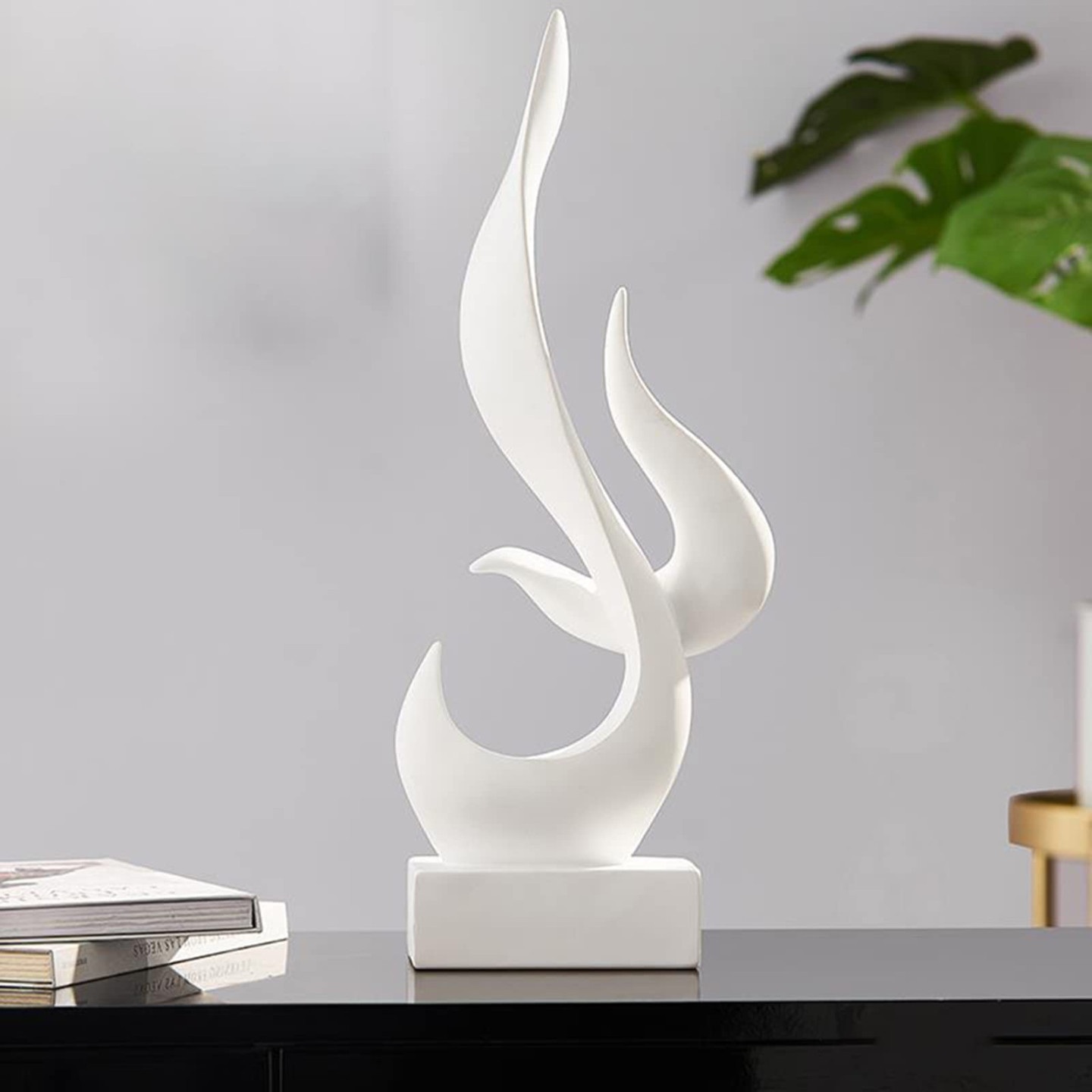 Uziqueif Skulpturen Deko Weiß, Modern Abstrakte Deko Weiße Flamme Art  Skulptur, Deko Für Schlafzimmer, Fensterbank Wohnzimmer Wohnungs Büro